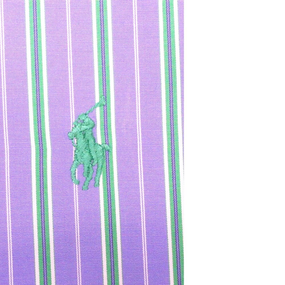 Polo by Ralph Lauren Purple and Green Striped Dress Shirt